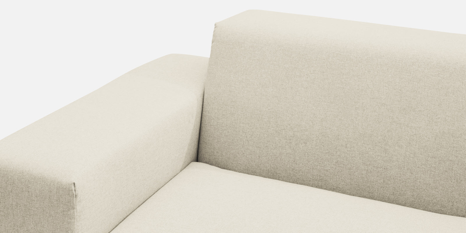 Adam Fabric LHS Sectional Sofa (3+Ottoman Lounger) In Ivory Cream Colour - Febonic Living