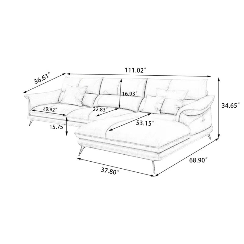 Sagar Leatherette LHS Sectional Sofa (2+Lounger) In Cinnamon Brown Colour - Febonic Living