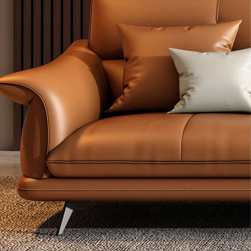 Sagar Leatherette LHS Sectional Sofa (2+Lounger) In Cinnamon Brown Colour - Febonic Living