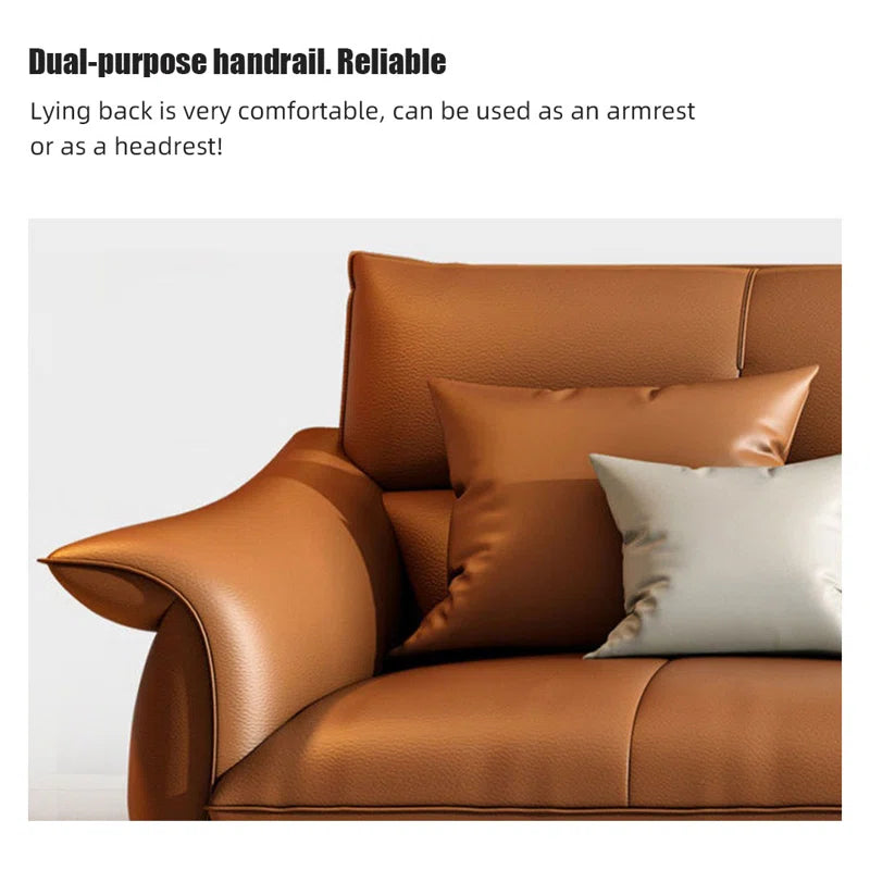 Sagar Leatherette LHS Sectional Sofa (2+Lounger) In Cinnamon Brown Colour - Febonic Living