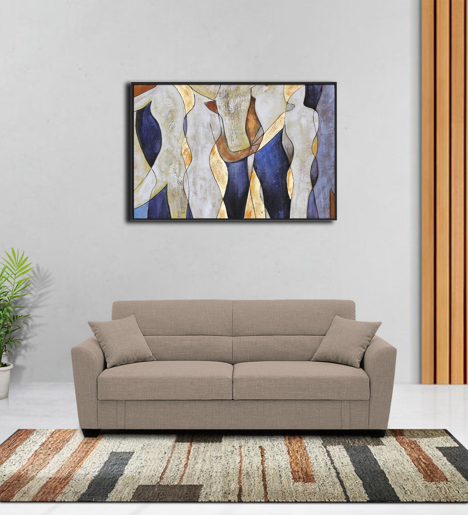 Bony Fabric 3 Seater Convertible Sofa Cum Bed In Natural Beige Colour - Febonic Living