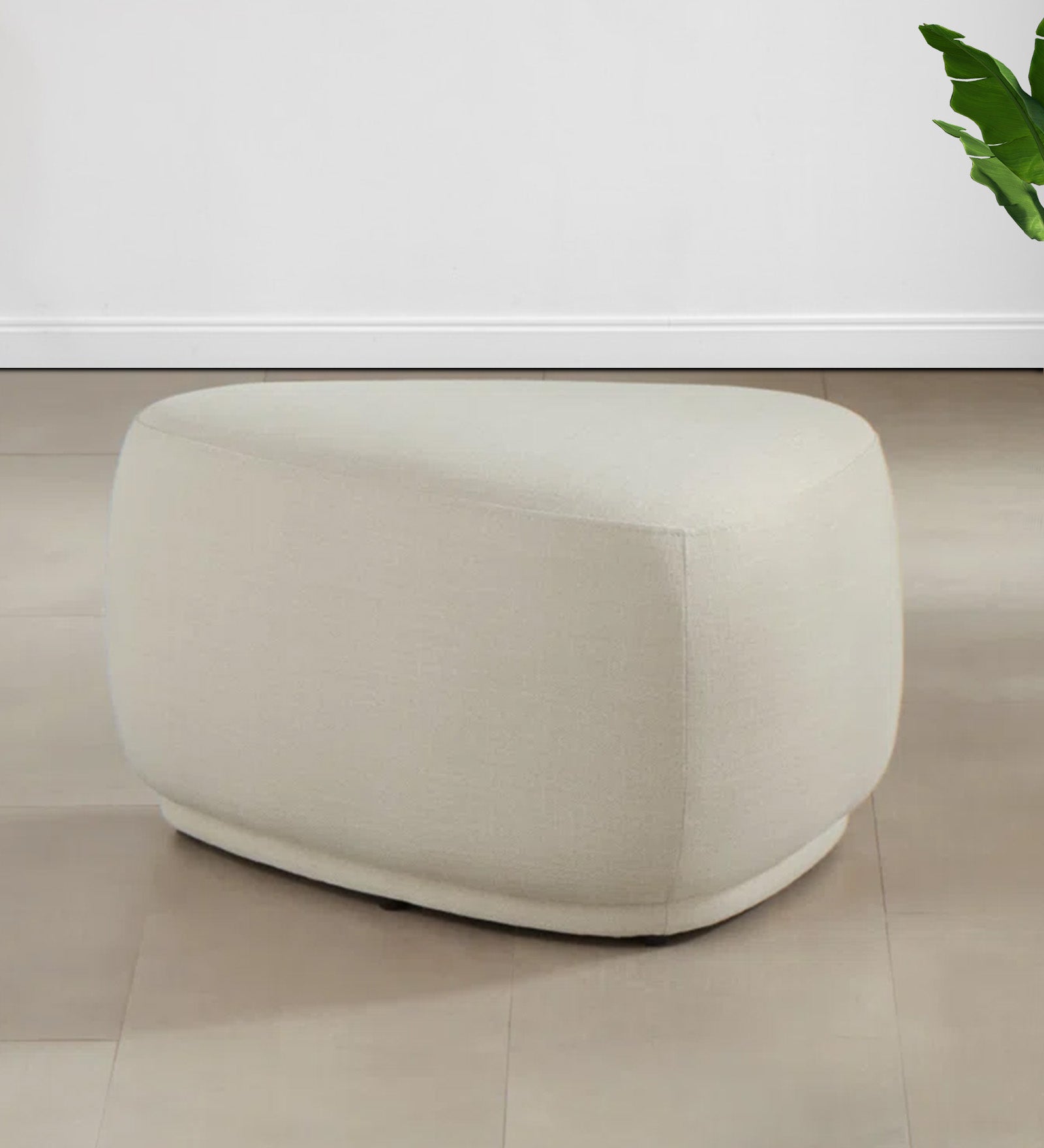 Nona Fabric Pouffe In Ivory Cream Colour - Febonic Living