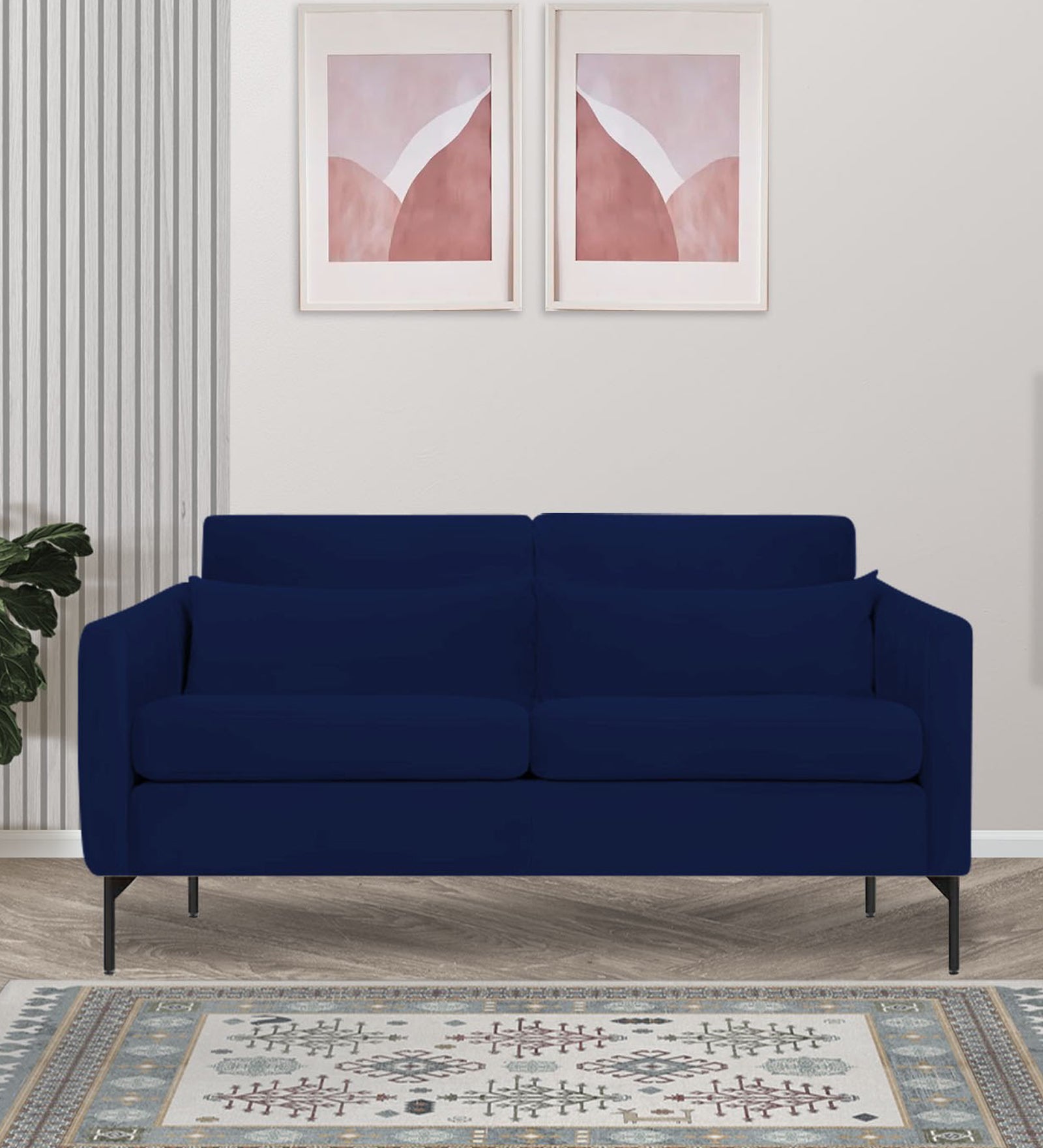 Haru Velvet 2 Seater Sofa In Indigo Blue Colour - Febonic Living
