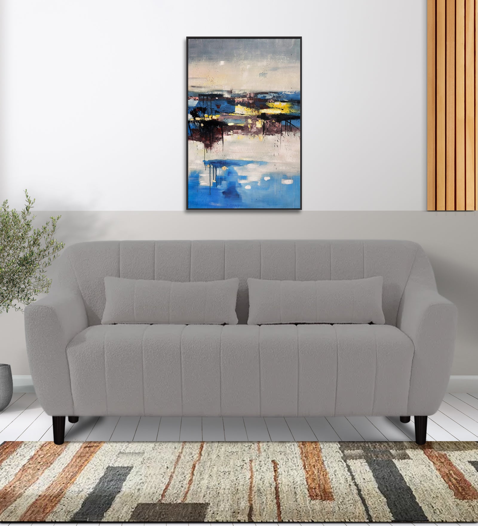 Nesco Boucle Fabric 2 Seater Sofa in Sweden Gary Colour