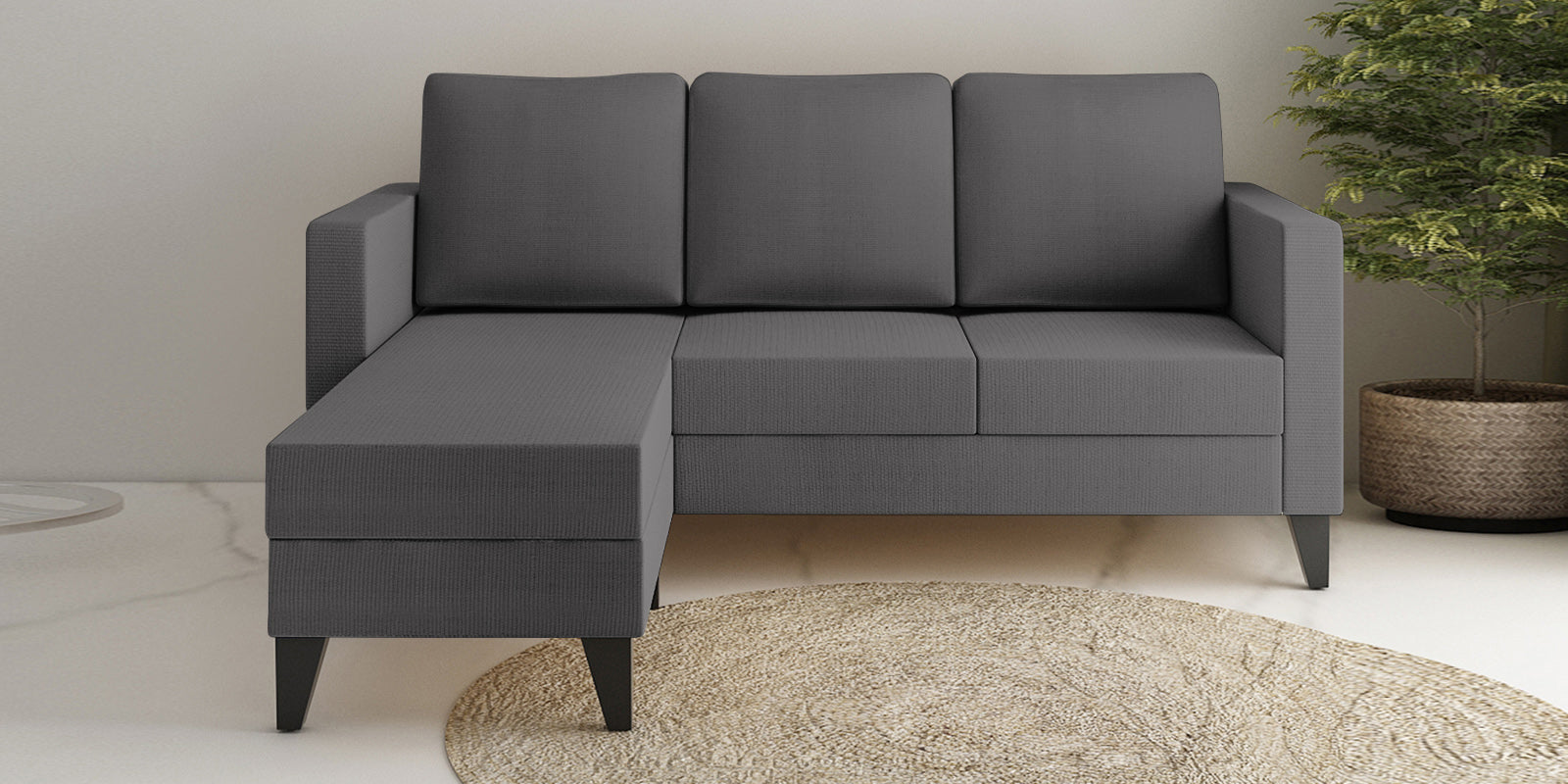 Nori Fabric RHS Sectional Sofa (2+Lounger) In Sudo Grey Colour - Febonic Living
