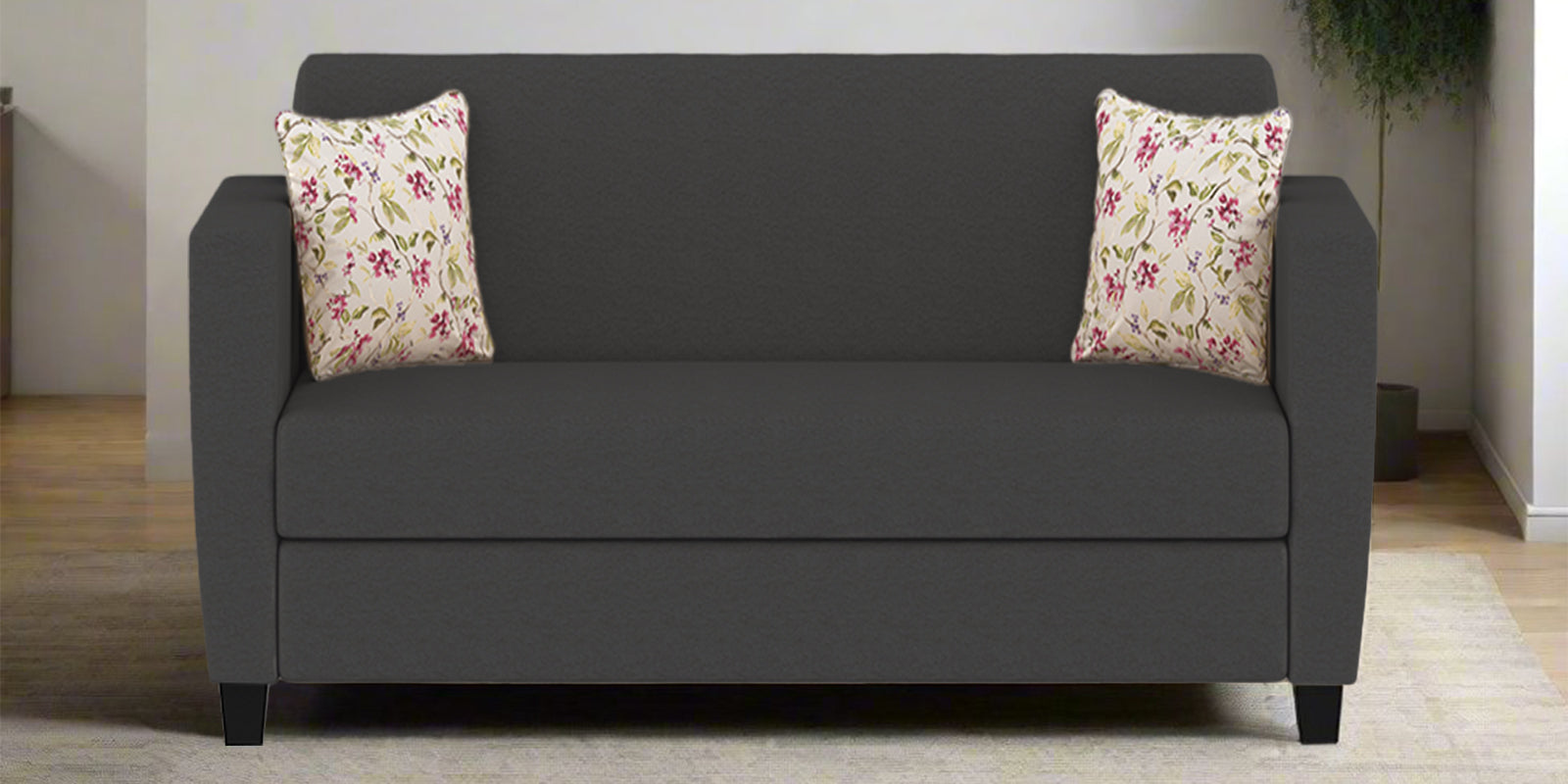 Gozi Fabric 2 Seater Sofa In Charcoal Grey Colour - Febonic Living