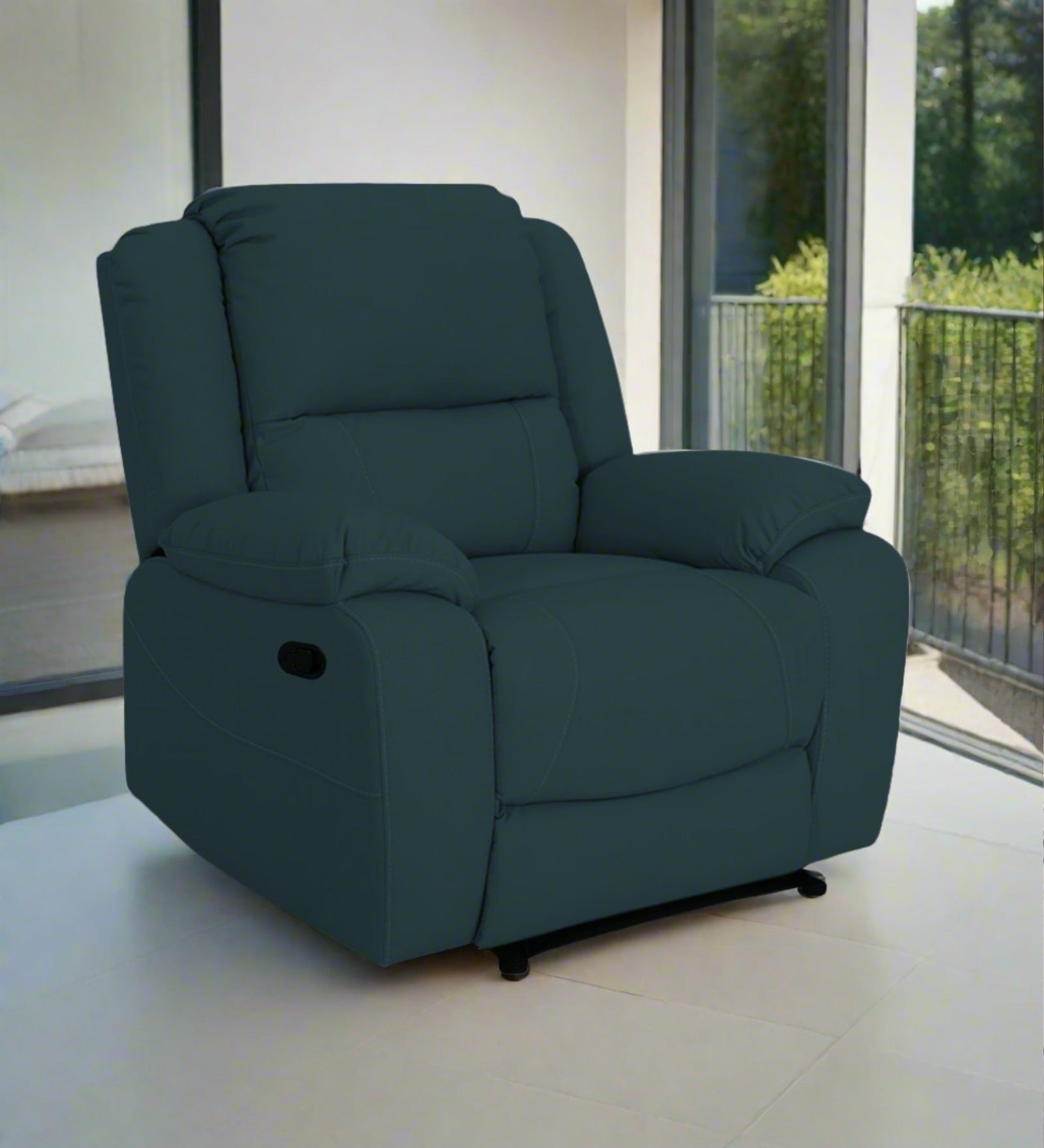 Adley Fabric 1 Seater Manual Recliner In Harbour Blue Colour - Febonic Living