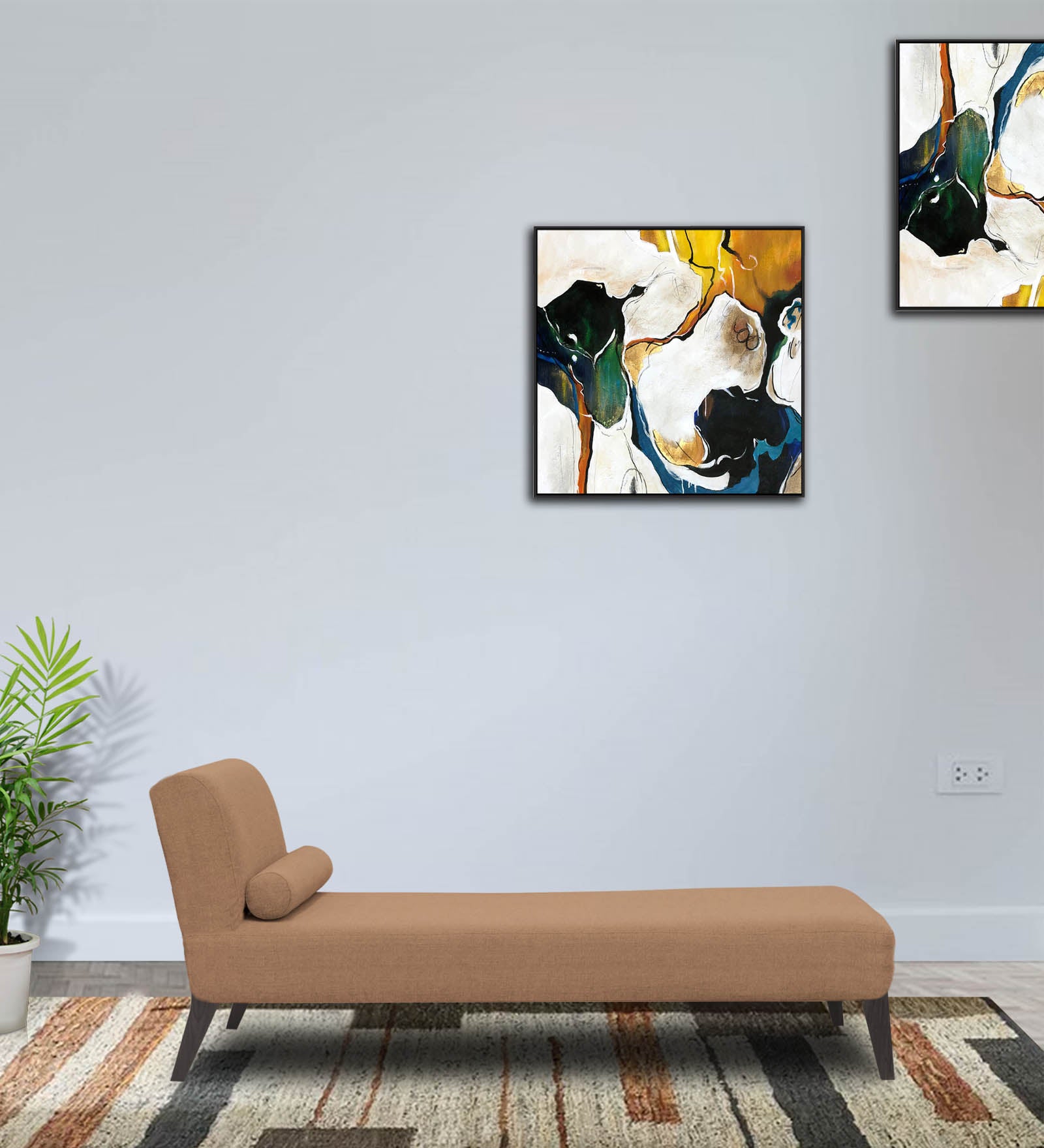 Noce Fabric Armless Chaise Lounger In Cookie Beige Colour - Febonic Living