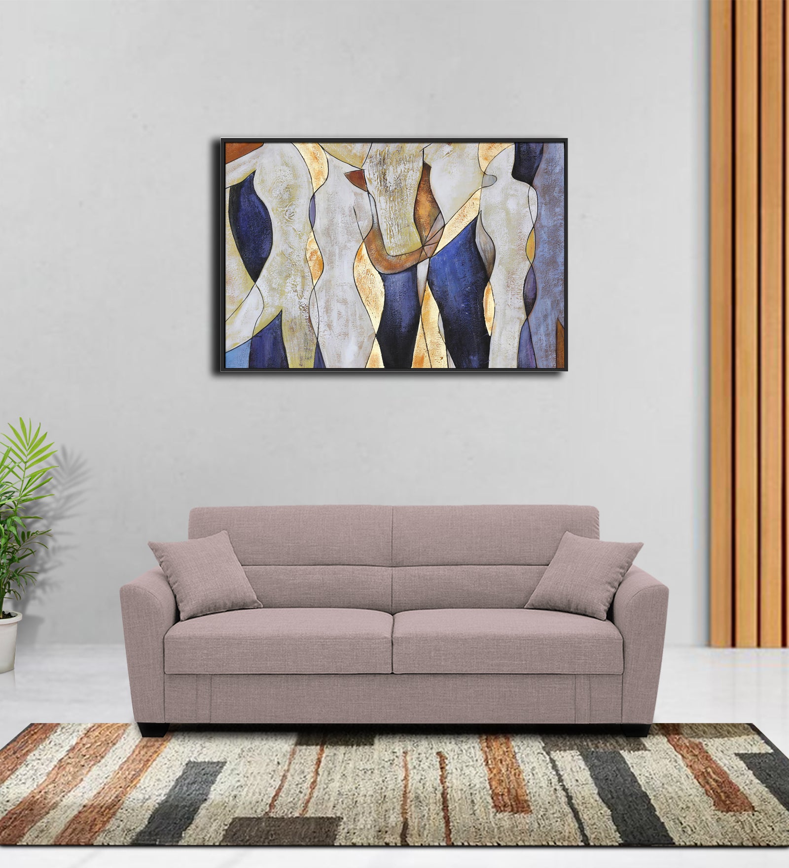 Bony Fabric 3 Seater Convertible Sofa Cum Bed In Orchid Beige Colour - Febonic Living