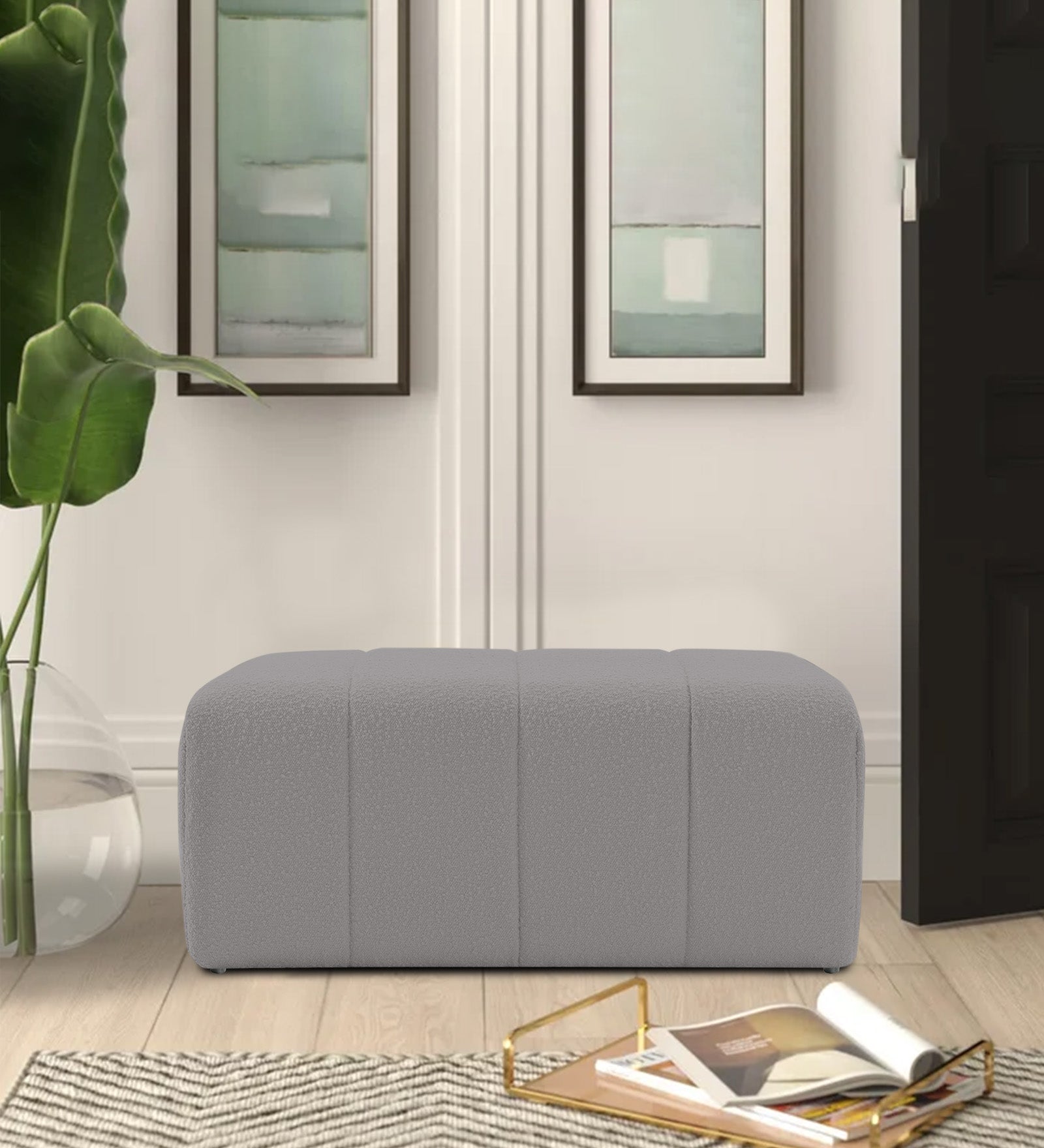 Lark Boucle Bench In Swedan Gary Colour - Febonic Living