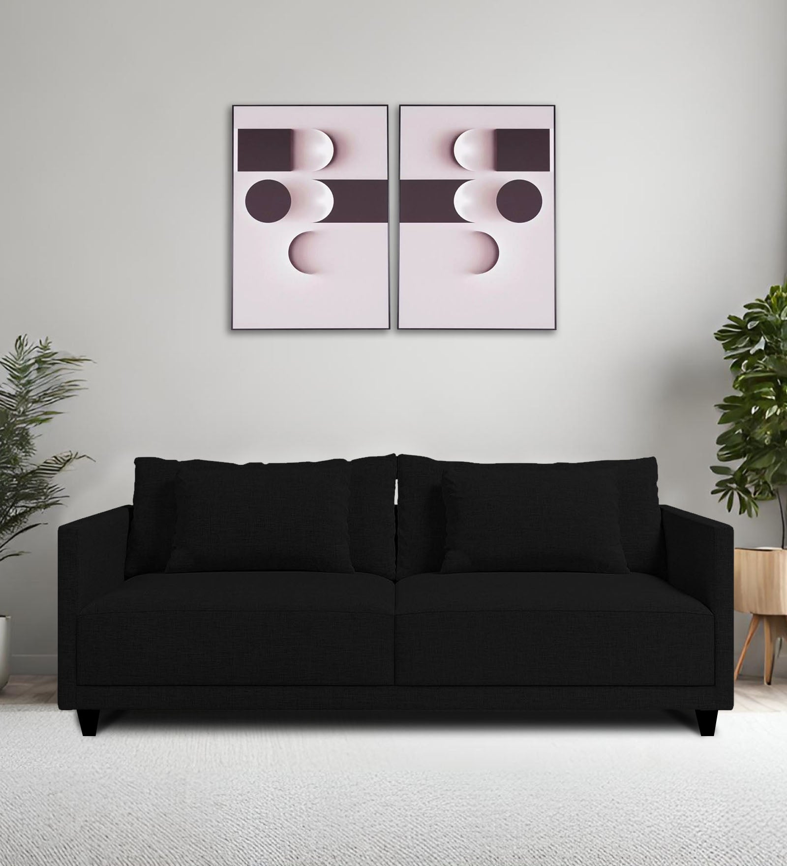 Kera Fabric 2 Seater Sofa In Zed Black Colour - Febonic Living