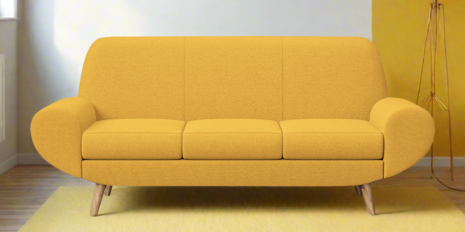 Jessy Fabric 3 Seater Sofa In Bold Yellow Colour - Febonic Living