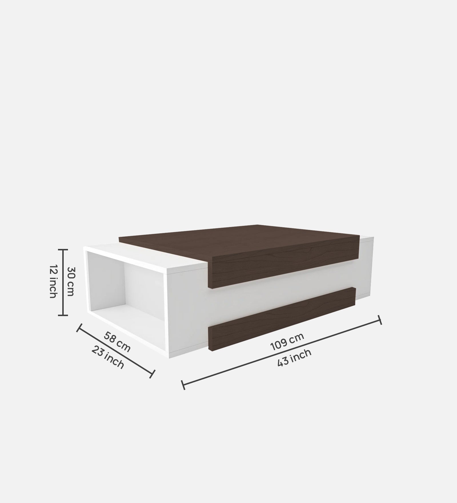 Odin Coffee Table In Dark Walnut & Frosty White Finish - Febonic Living