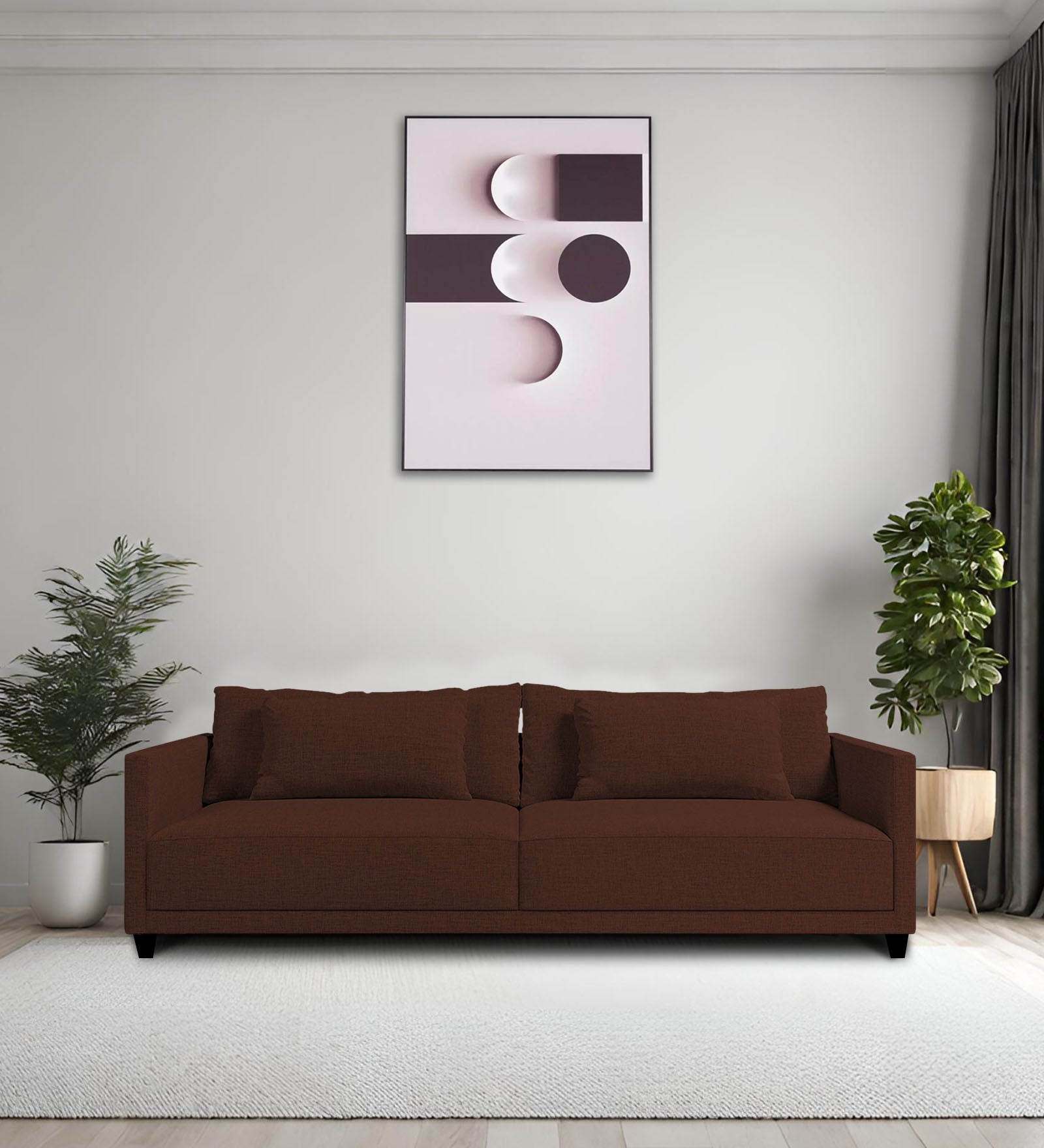 Kera Fabric 3 Seater Sofa In Coffee Brown Colour - Febonic Living