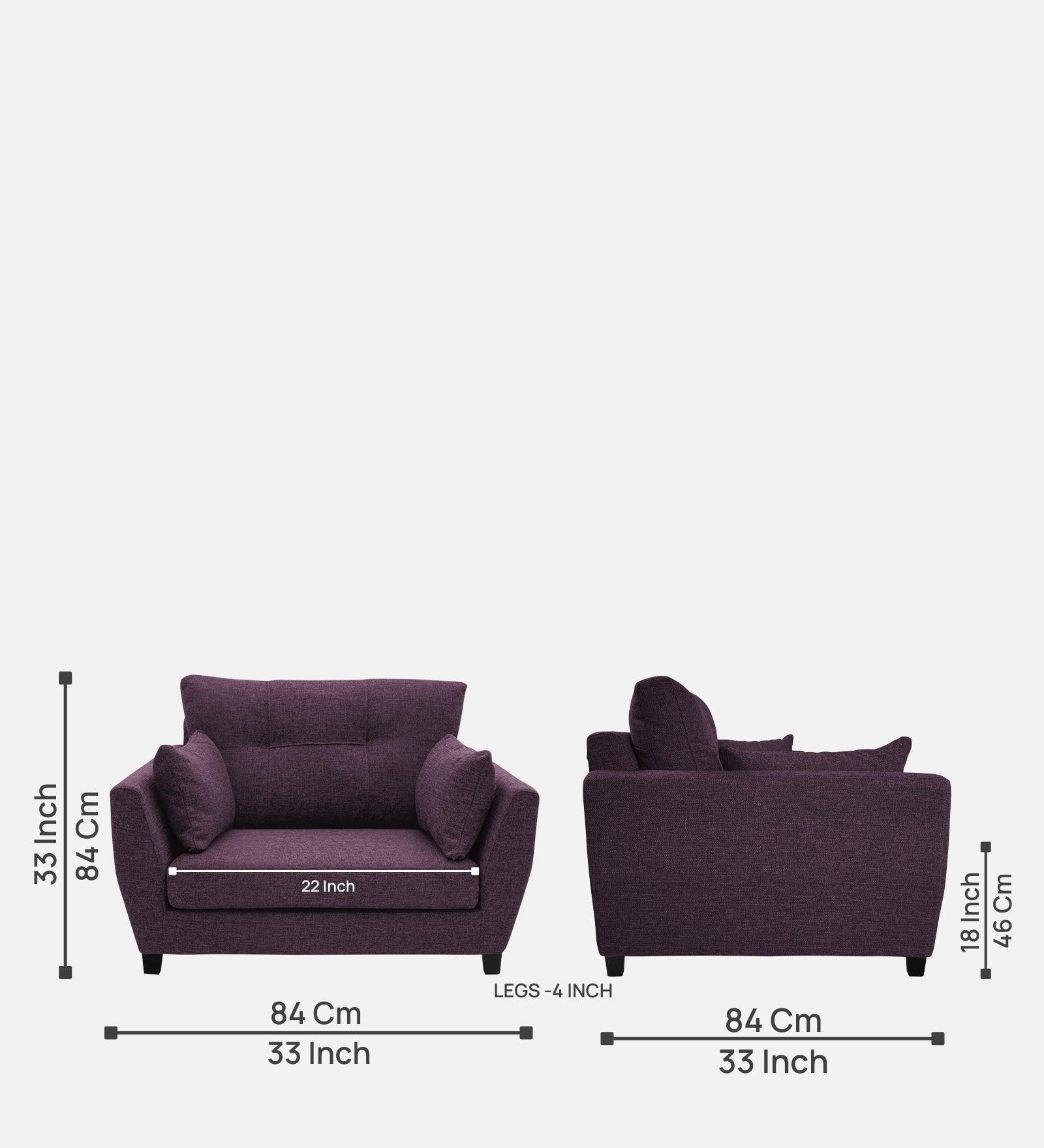 Mario Fabric 1 Seater Sofa In Greek Purple Colour - Febonic Living
