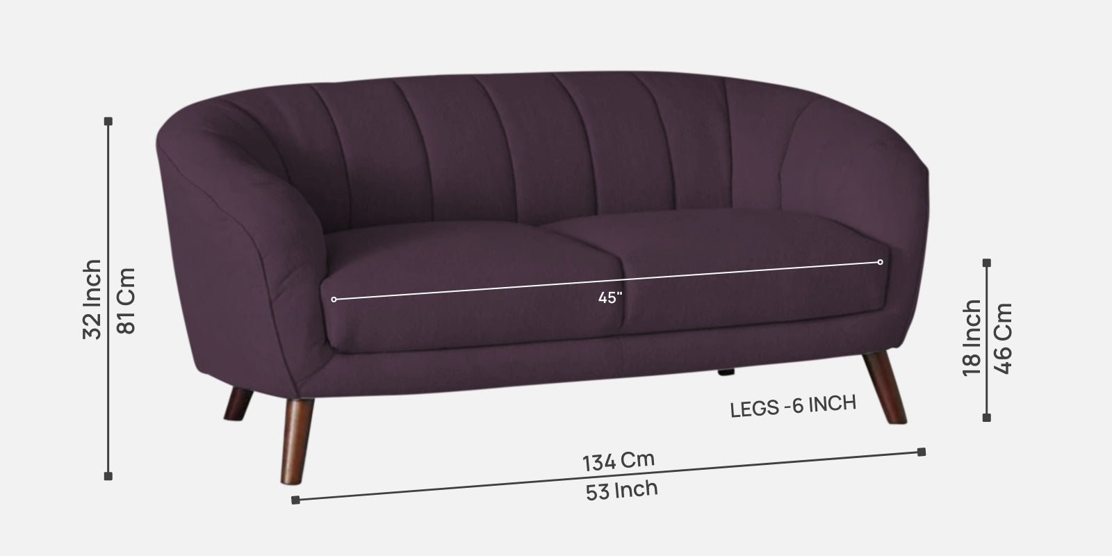 Benjamin Fabric 2 Seater Sofa In Greek Purple Colour - Febonic Living