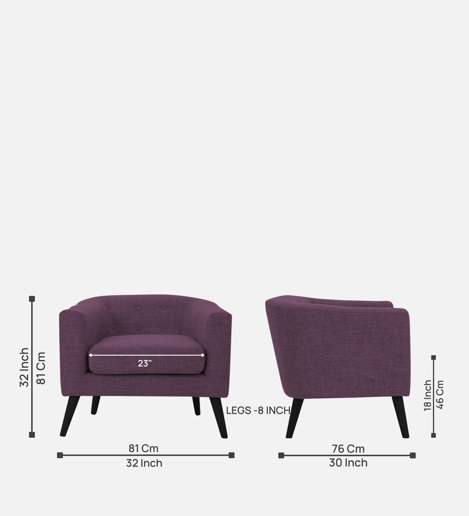 Casper Fabric 1 Seater Sofa In Greek Purple Colour - Febonic Living