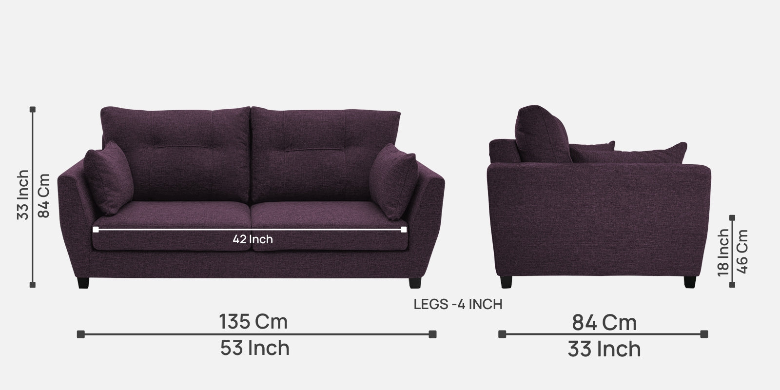 Mario Fabric 2 Seater Sofa In Greek Purple Colour - Febonic Living