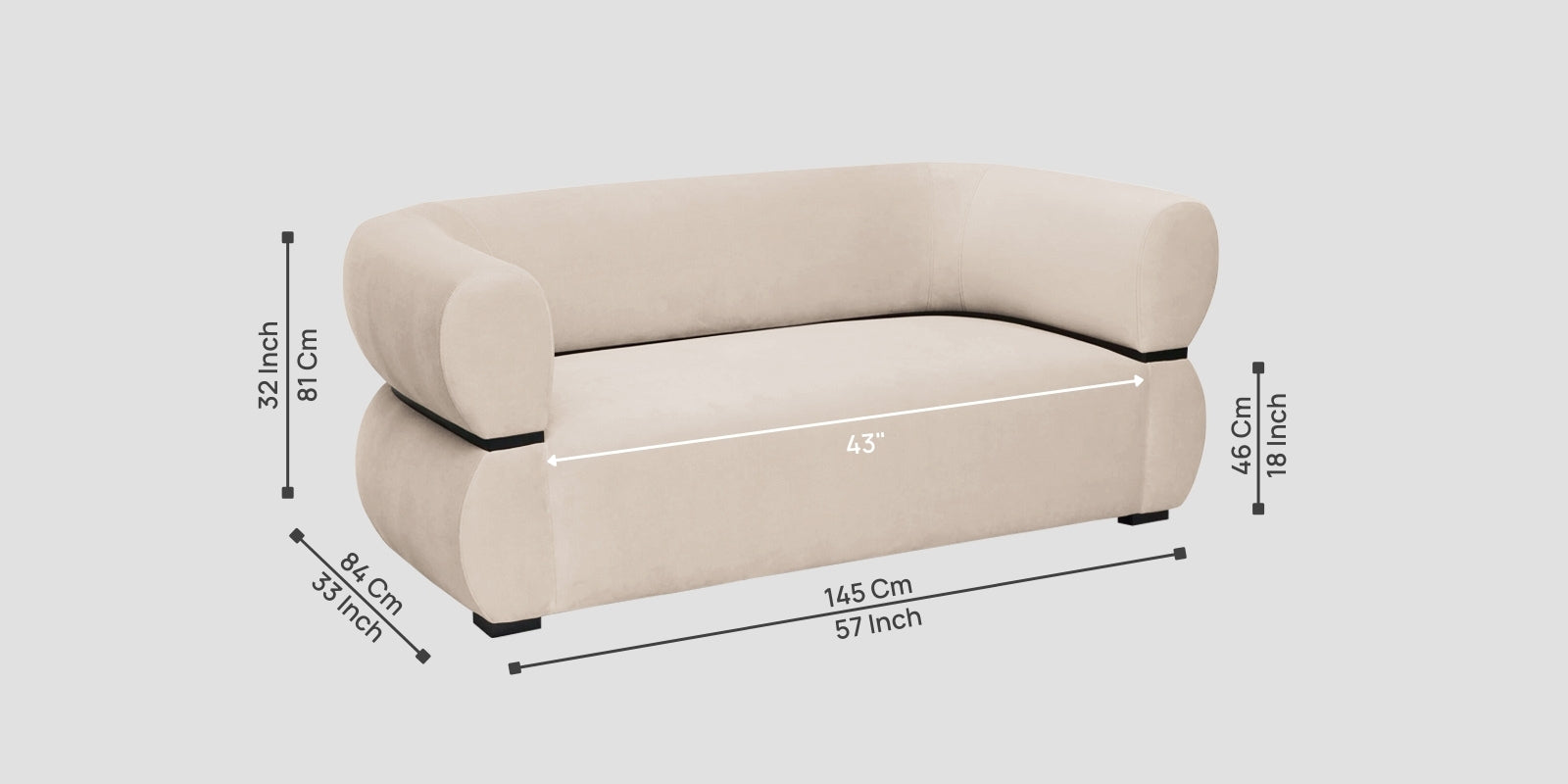 Kula Velvet 2 Seater Sofa In Camel Beige Colour - Febonic Living