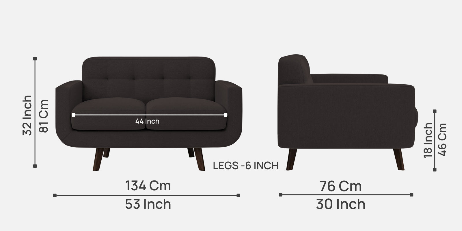 Marsela Fabric 2 Seater Sofa In Pebble Brown Colour - Febonic Living