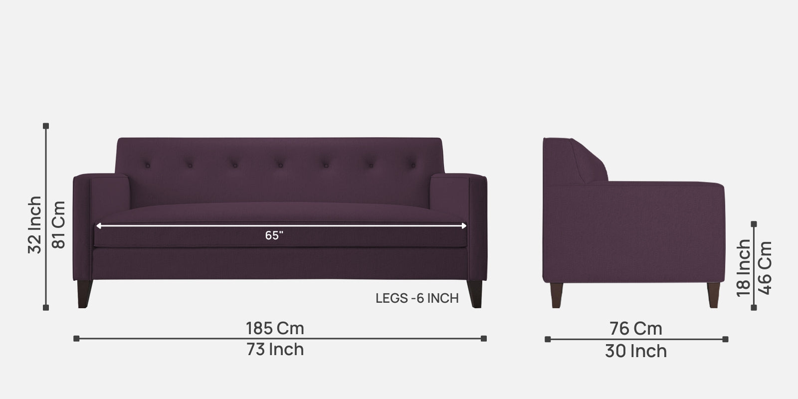 Miller Fabric 3 Seater Sofa In Greek Purple Colour - Febonic Living