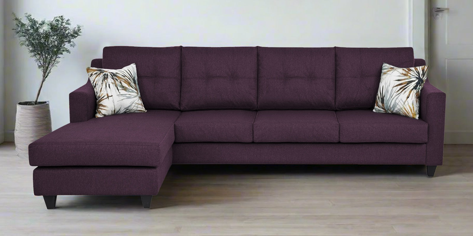 Welly Fabric RHS Sectional Sofa (3+Lounger) In Greek Purple Colour - Febonic Living