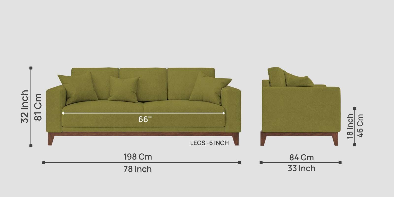 Luca Fabric 3 Seater Sofa In Kelly Green Colour - Febonic Living