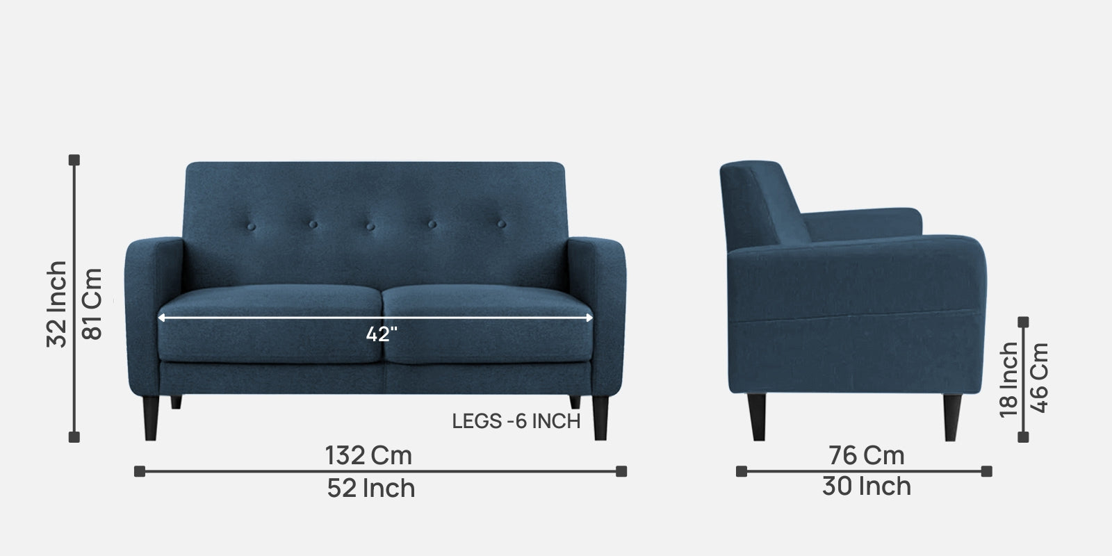 Marq Fabric 2 Seater Sofa In Light Blue Colour - Febonic Living