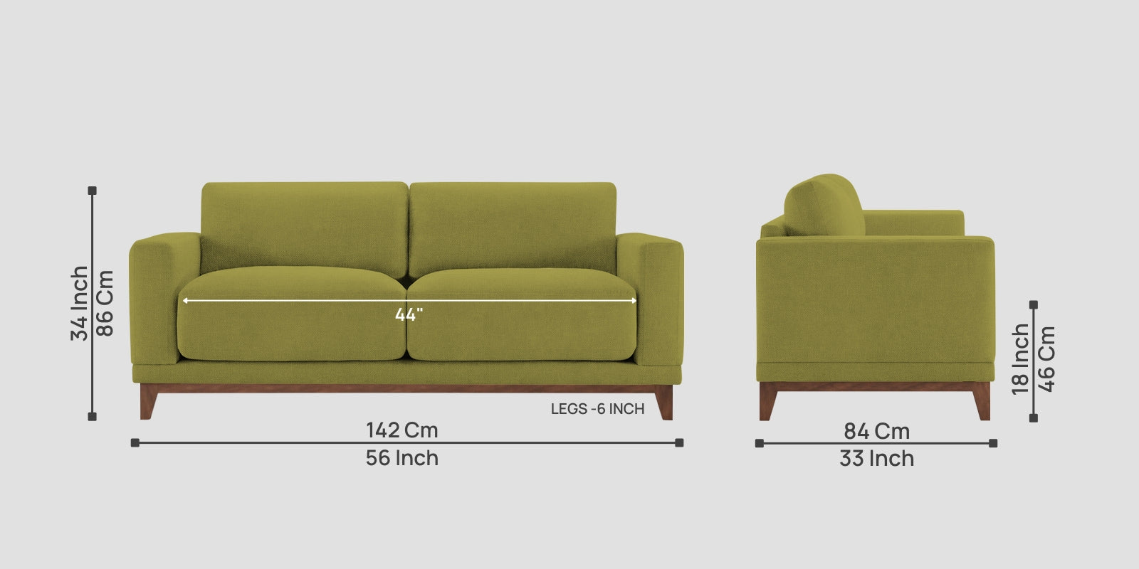 Esha Fabric 2 Seater Sofa In Kelly Green Colour - Febonic Living
