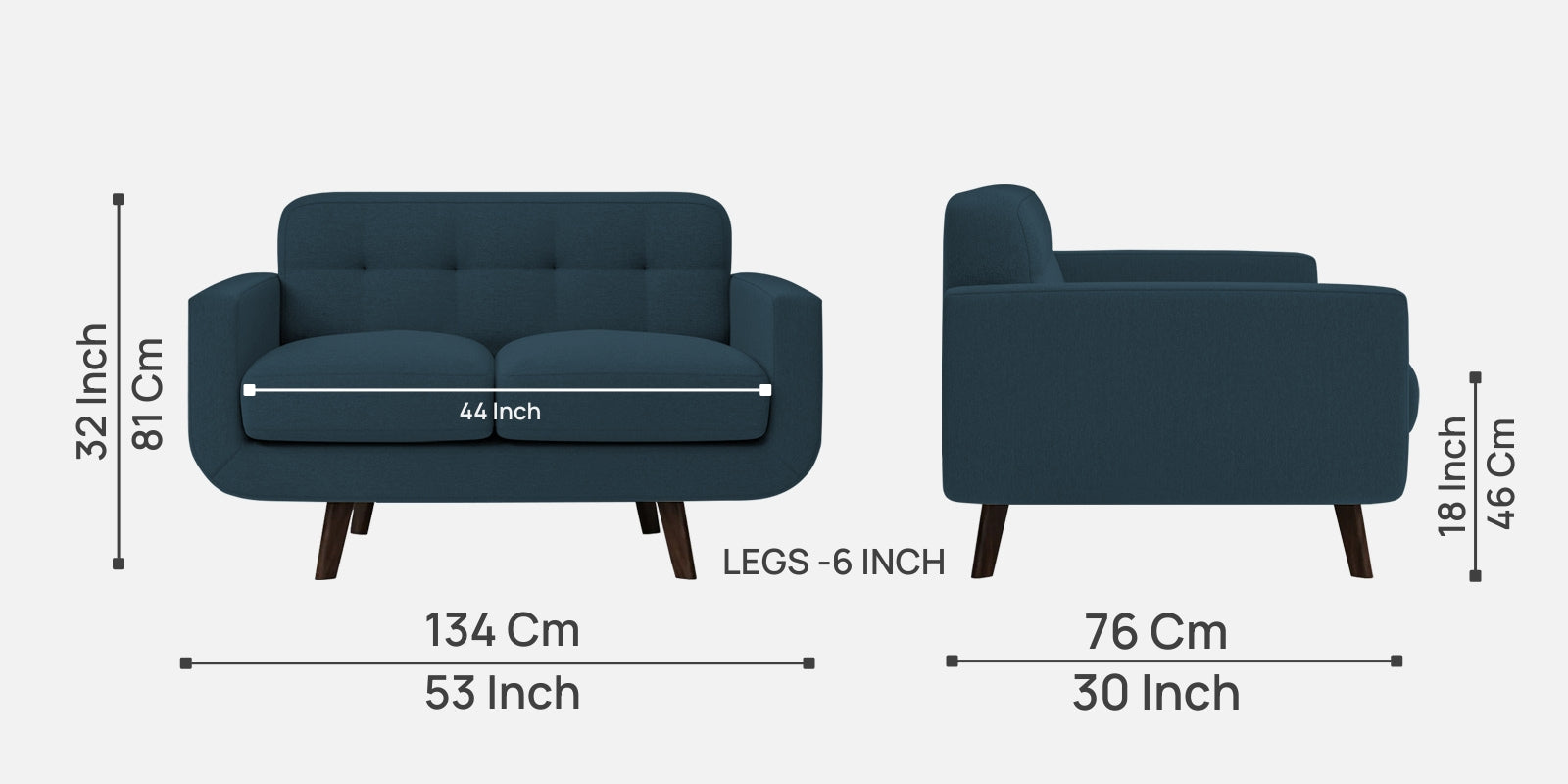 Marsela Fabric 2 Seater Sofa In Cool Blue Colour - Febonic Living