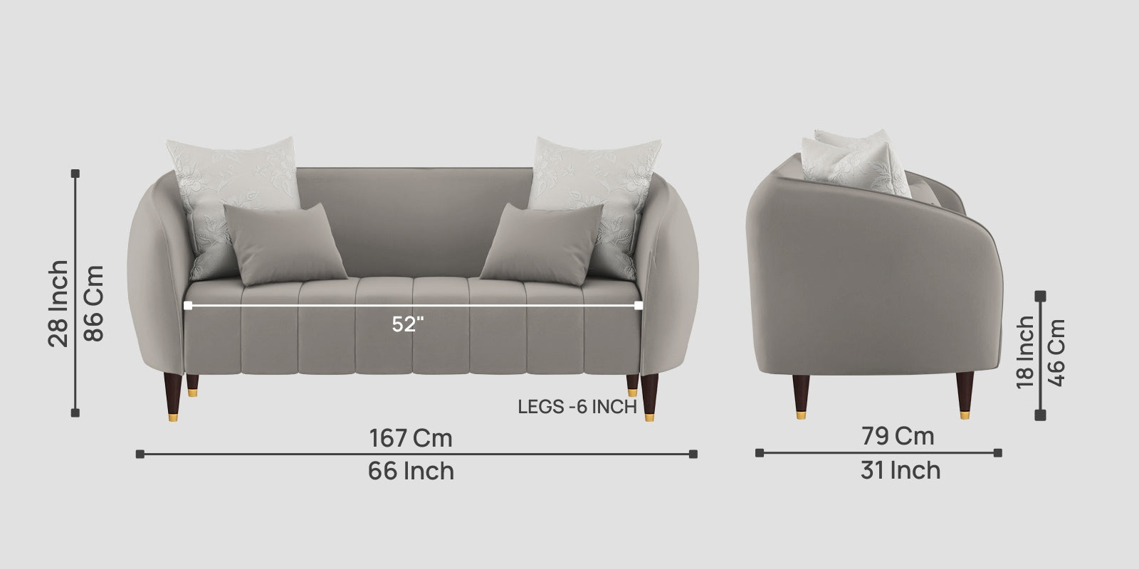Hairo Velvet 2 Seater Sofa In Echo Grey Colour - Febonic Living