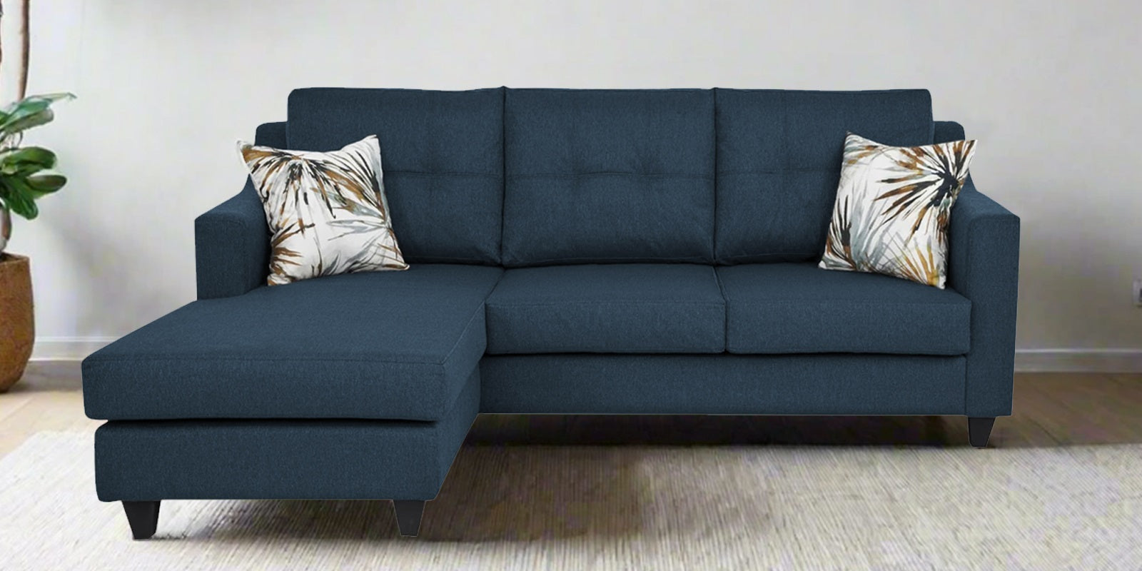 Welly Fabric RHS Sectional Sofa (2+Lounger) In Light Blue Colour - Febonic Living