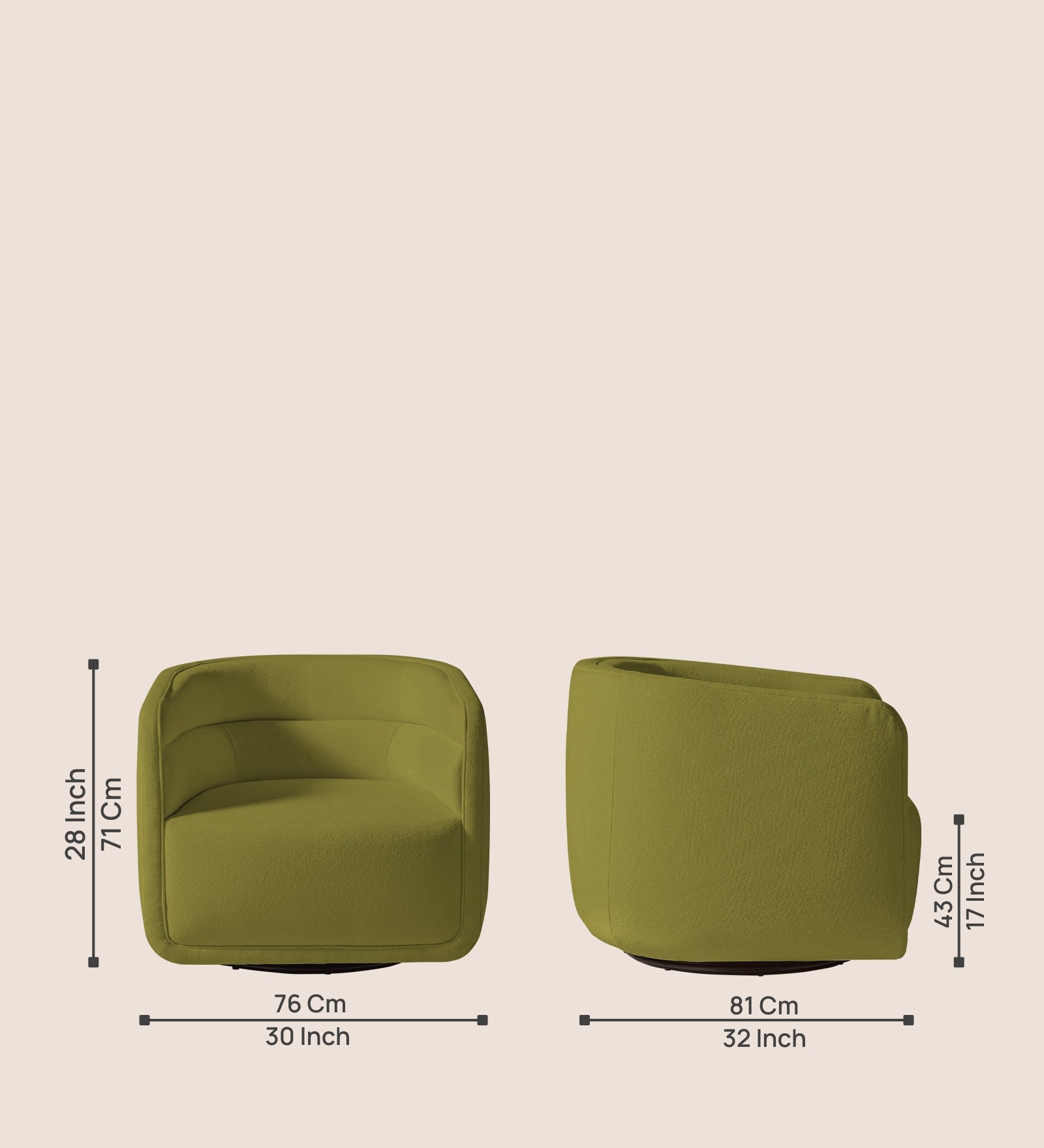 Ria Fabric Swivel Chair in Kelly Green Colour