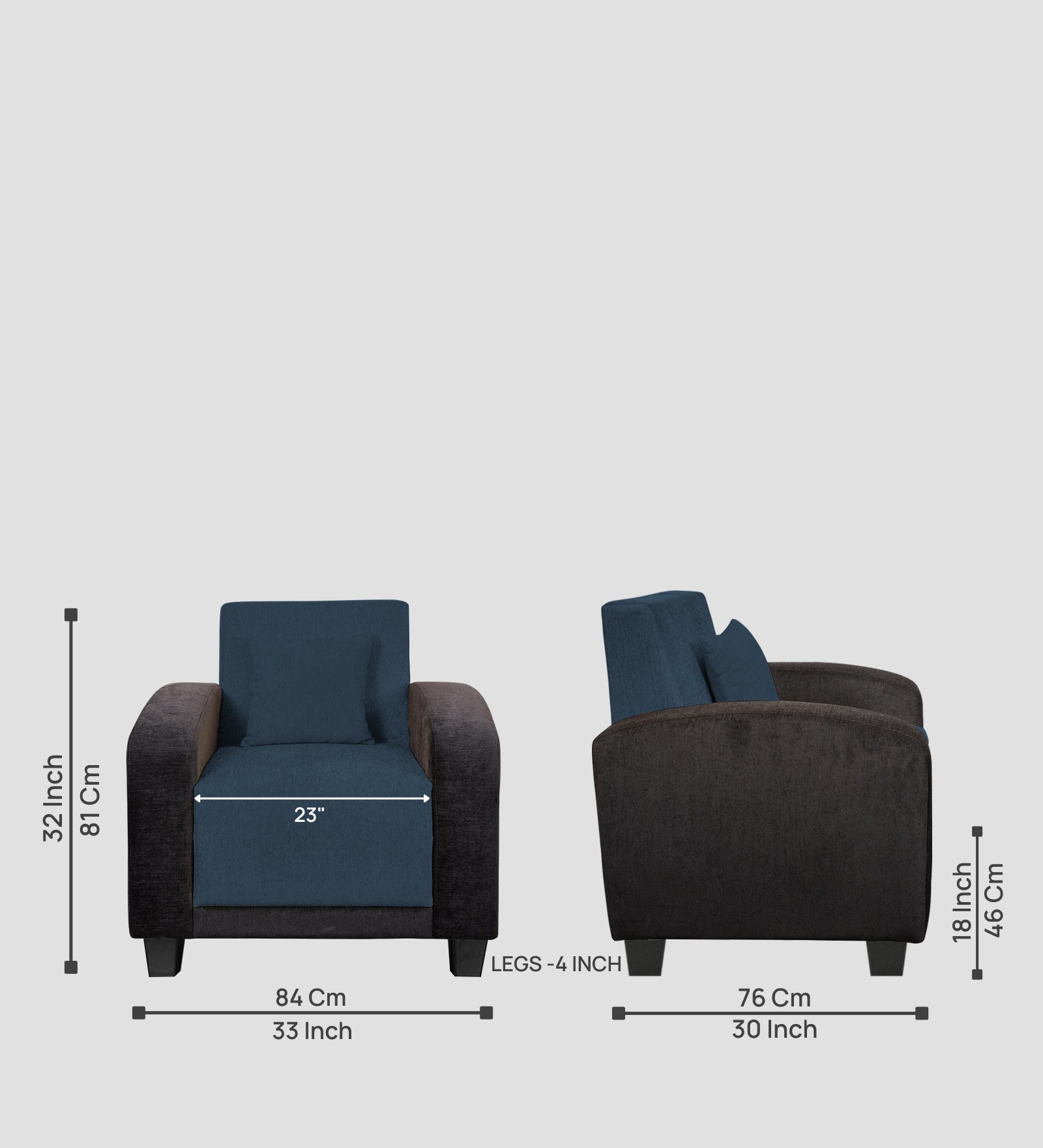 Alex Fabric 1 Seater Sofa In Light Blue Colour - Febonic Living