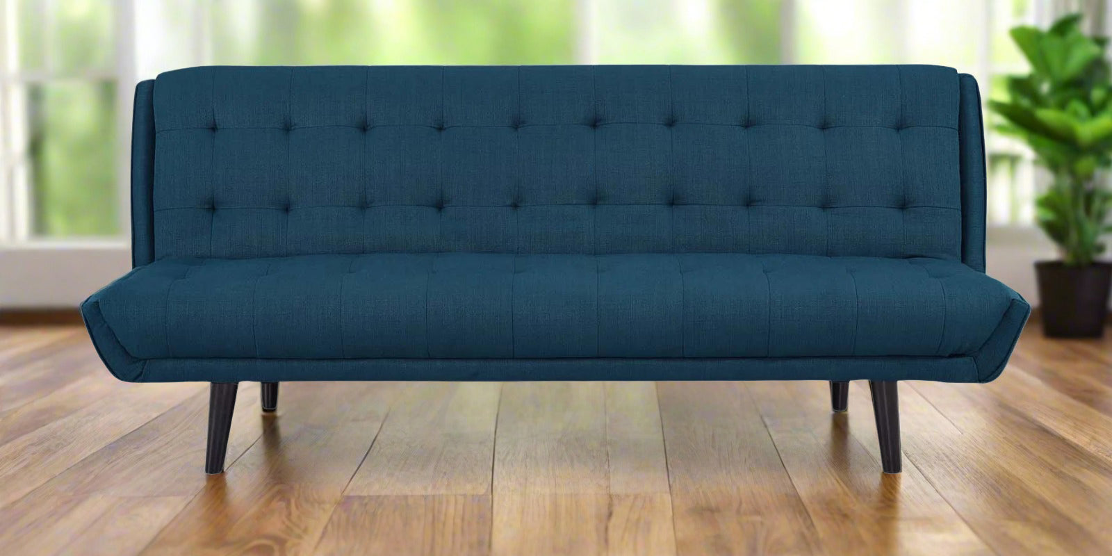 Saso Fabric Convertible Sofa Cum Bed In Light Blue Colour - Febonic Living