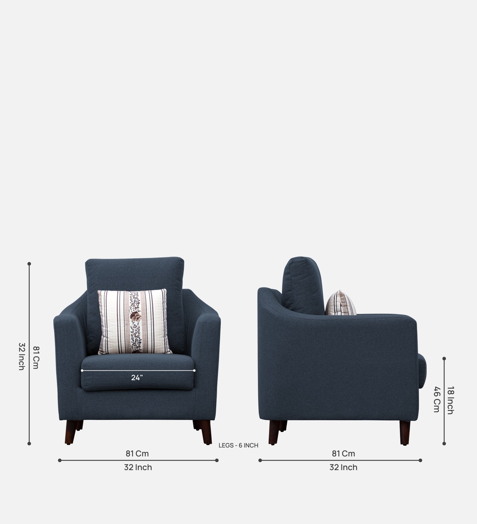 Kevin Fabric 1 Seater Sofa In Light Blue Colour - Febonic Living