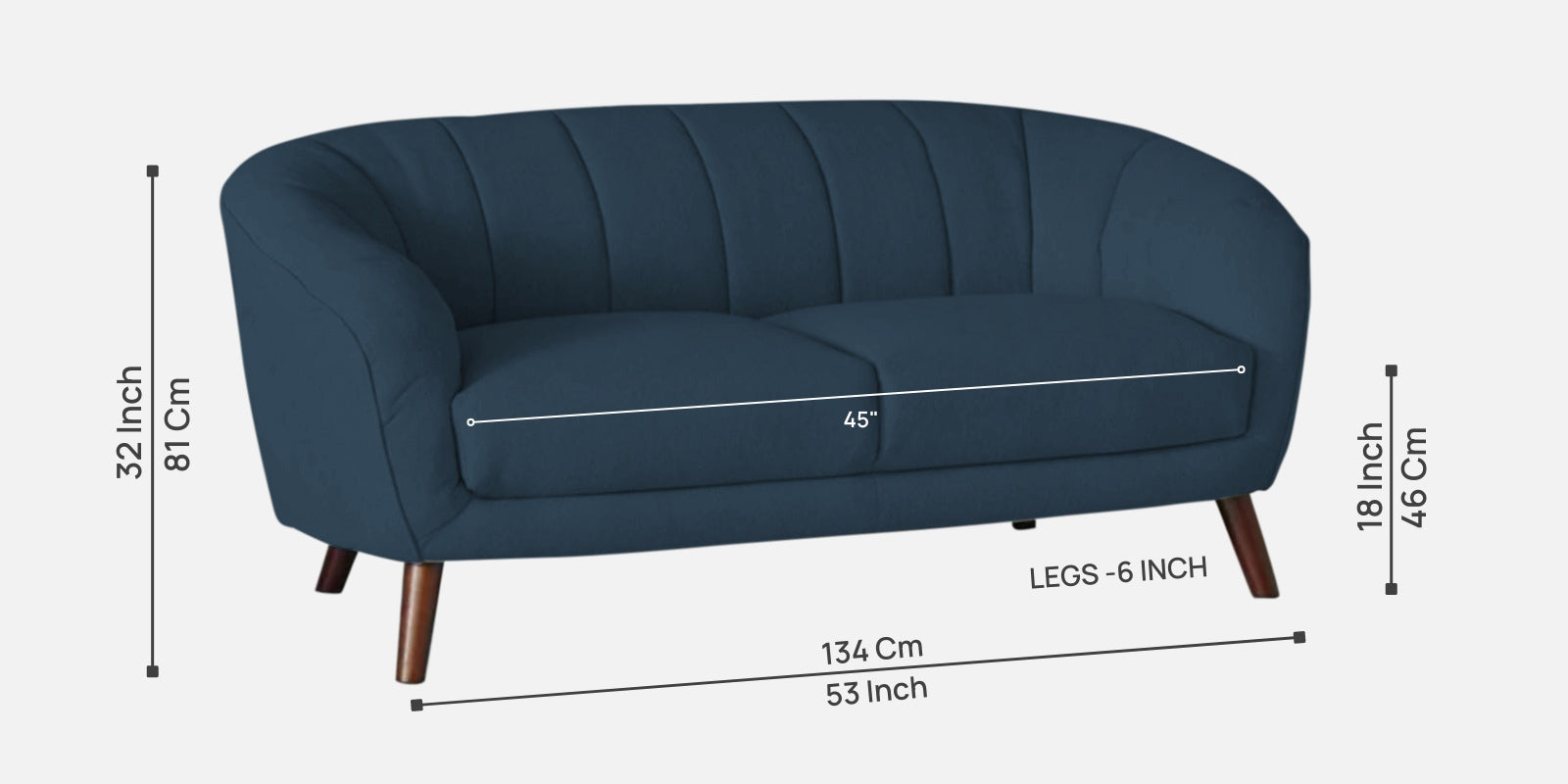 Benjamin Fabric 2 Seater Sofa In Light Blue Colour - Febonic Living