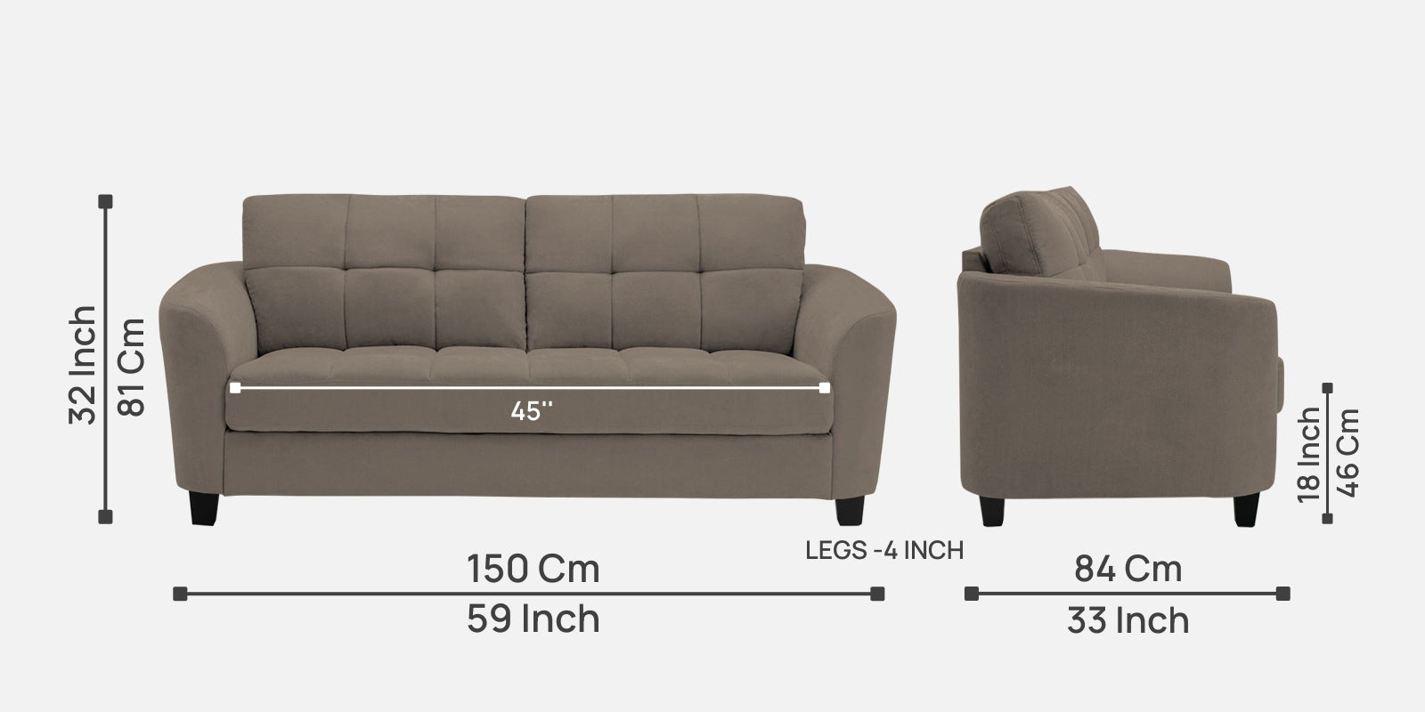 Mulan Fabric 2 Seater Sofa In Hazel Beige Colour - Febonic Living