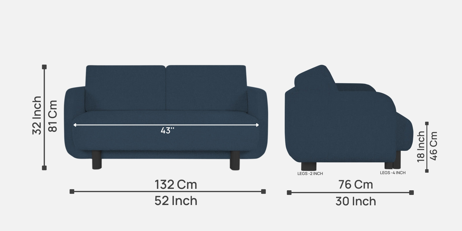 Varu Fabric 2 Seater Sofa In Light Blue Colour - Febonic Living
