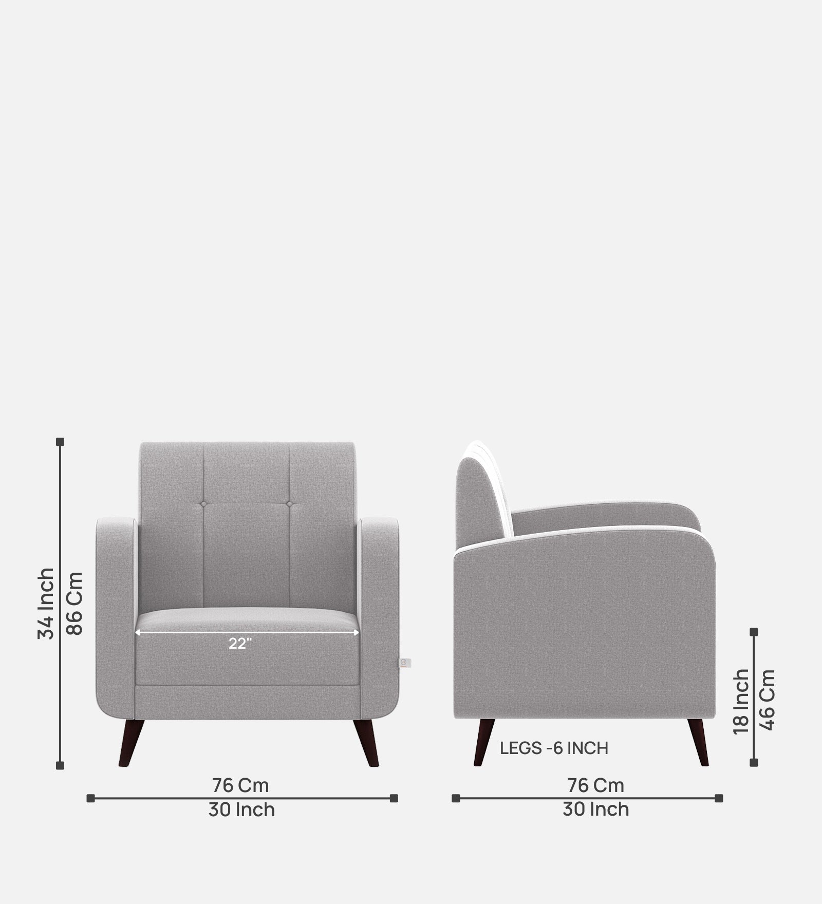 Wiki Velvet 1 Seater Sofa In Concrete grey Colour - Febonic Living