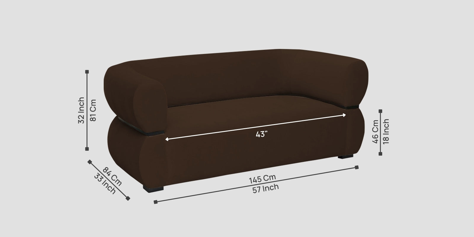 Kula Velvet 2 Seater Sofa In Cholocate Brown Colour - Febonic Living