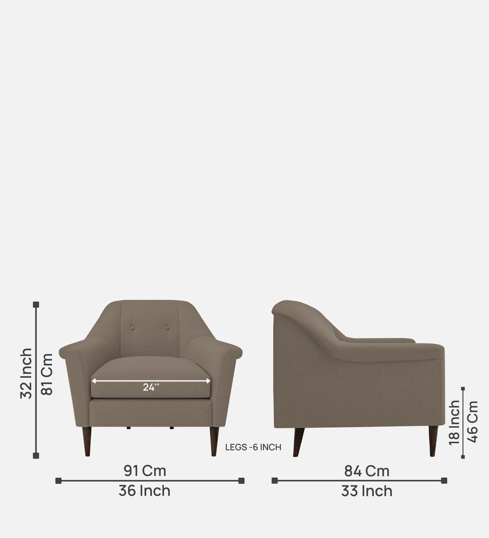 Homer Fabric 1 Seater Sofa In Hazel Beige Colour - Febonic Living