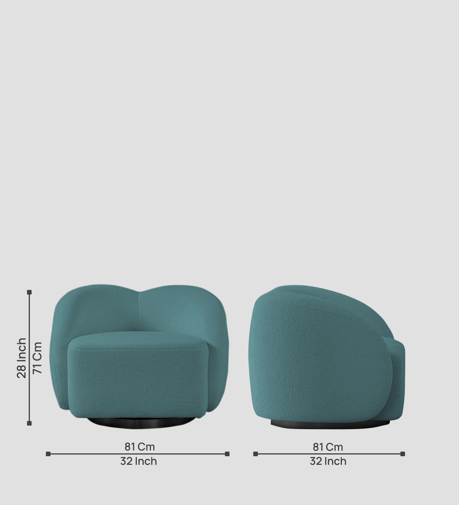 Miles Boucle Fabric Swivel Chair in Ocean Blue Colour