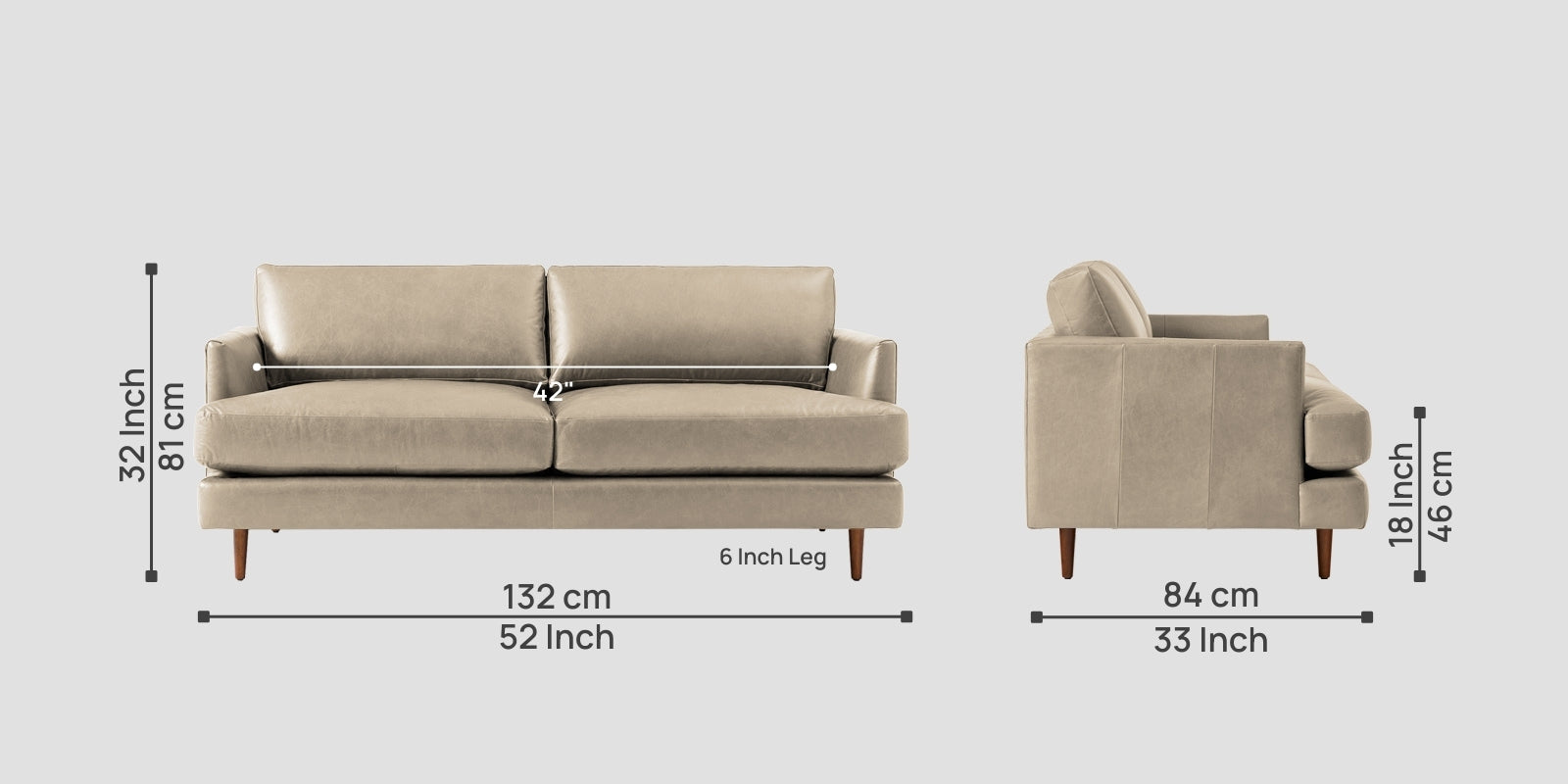 Sterio Leatherette 2 Seater Sofa In Marble Beige Colour - Febonic Living