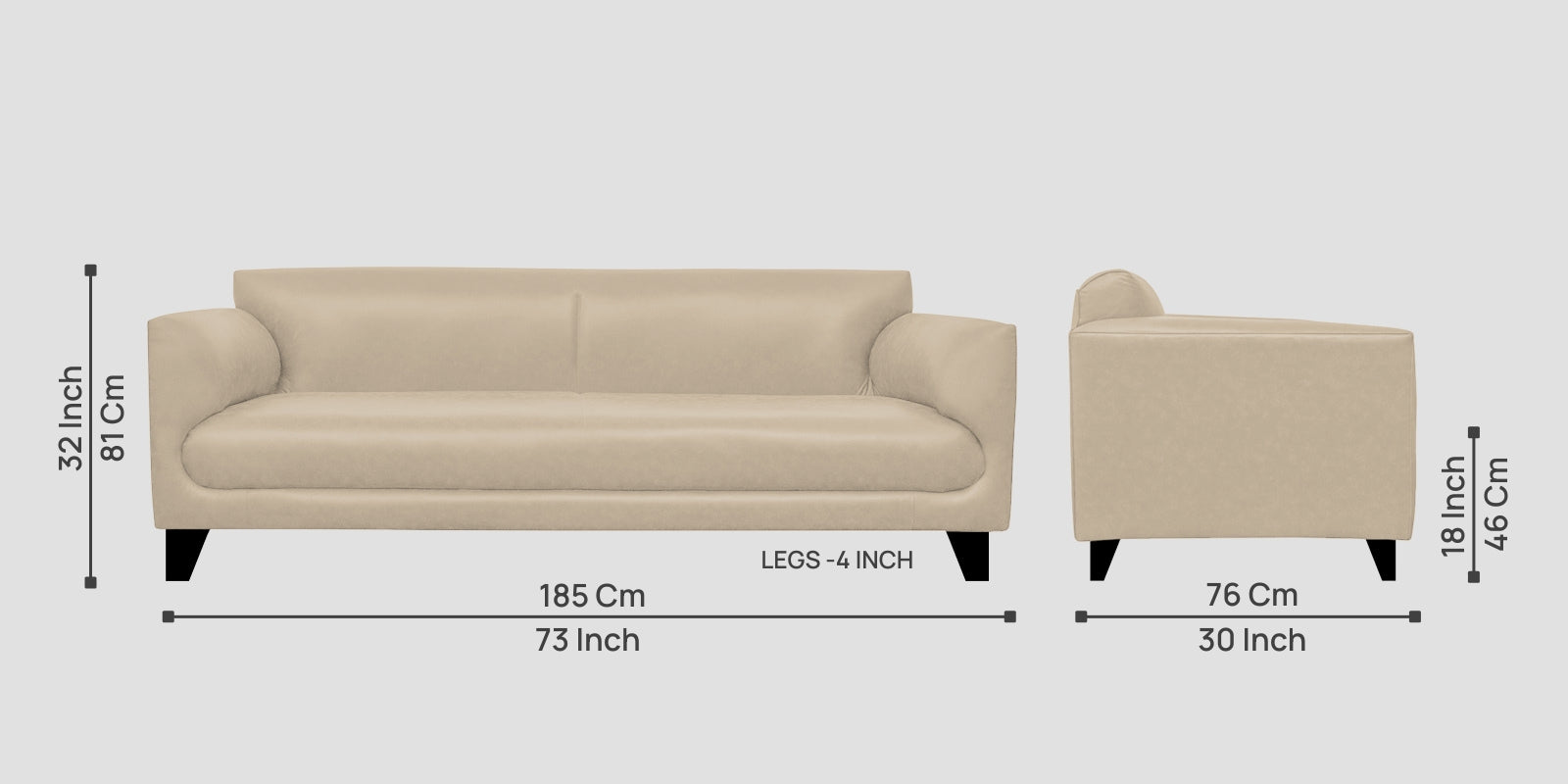 Convi Leatherette 3 Seater Sofa In Marble Beige Colour - Febonic Living