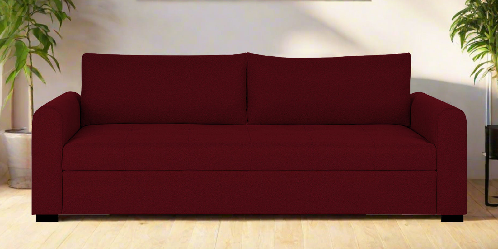 Sigma Fabric 3 Seater Sofa In Ruby Red Colour - Febonic Living