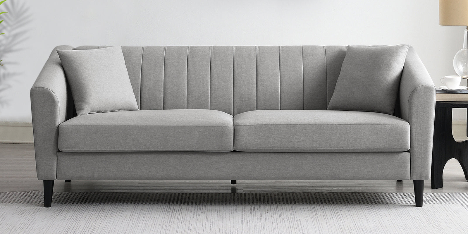 Polon Fabric 3 Seater Sofa In Silver Grey Colour - Febonic Living