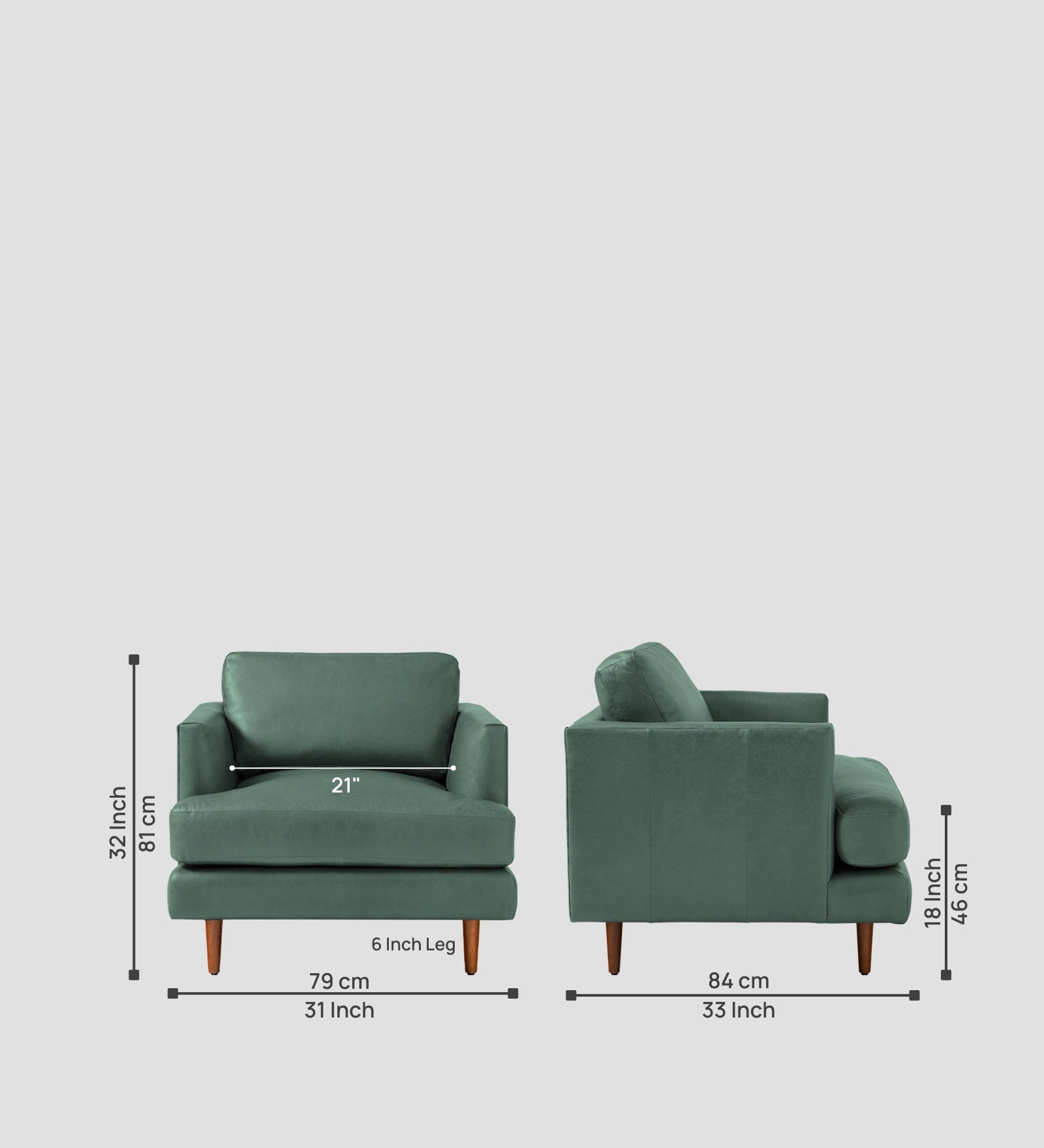 Sterio Leatherette 1 Seater Sofa In Mint Green Colour - Febonic Living