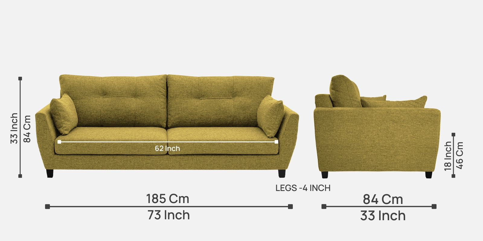 Mario Fabric 3 Seater Sofa In Parrot Green Colour - Febonic Living