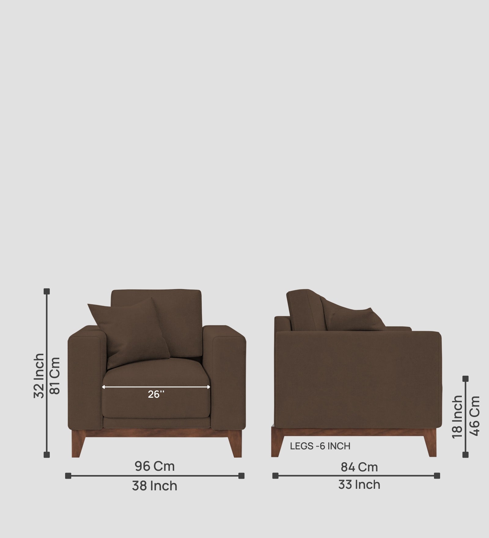 Luca Fabric 1 Seater Sofa In Rosy Brown Colour - Febonic Living
